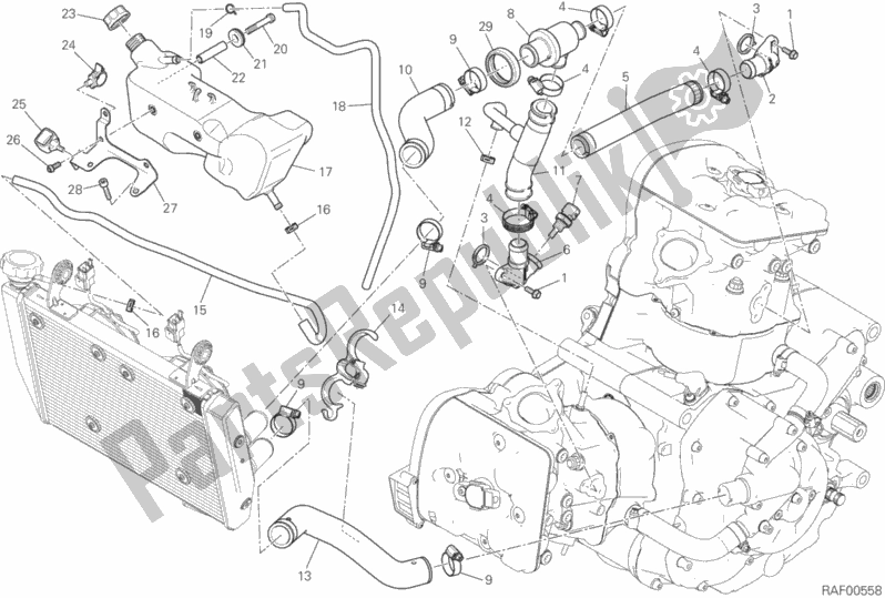 Todas as partes de Circuito De Refrigeração do Ducati Hypermotard 939 Thailand 2017